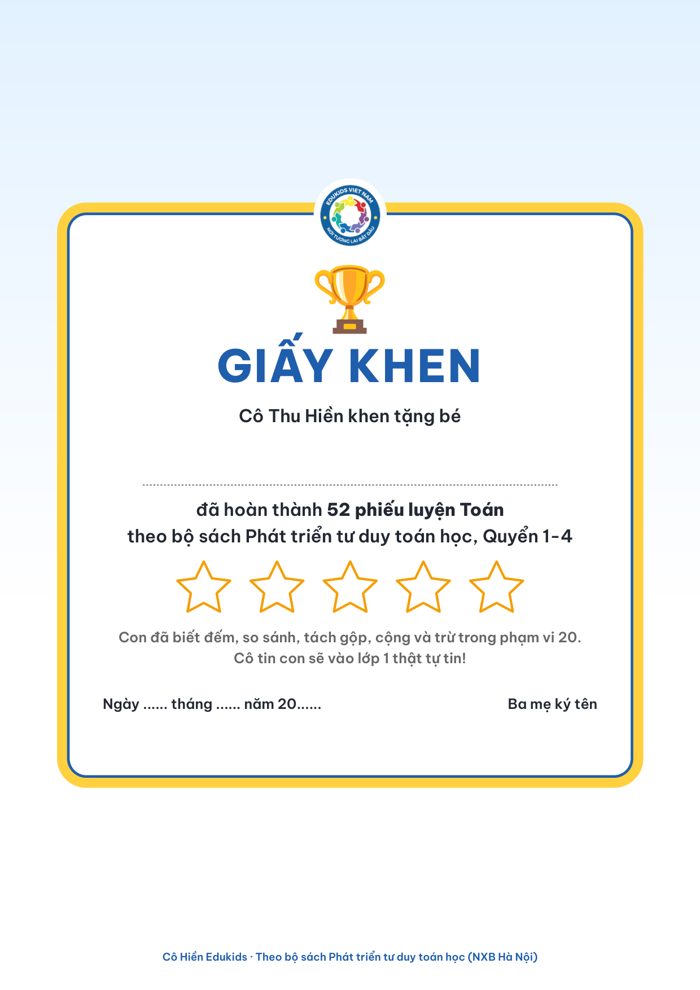 Giấy khen hoàn thành 52 phiếu