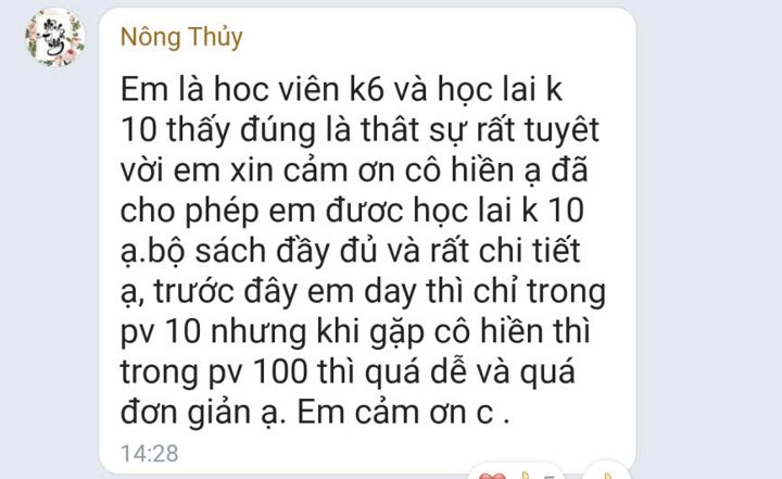Tin nhắn Zalo: Nông Thủy, học viên K6, K10